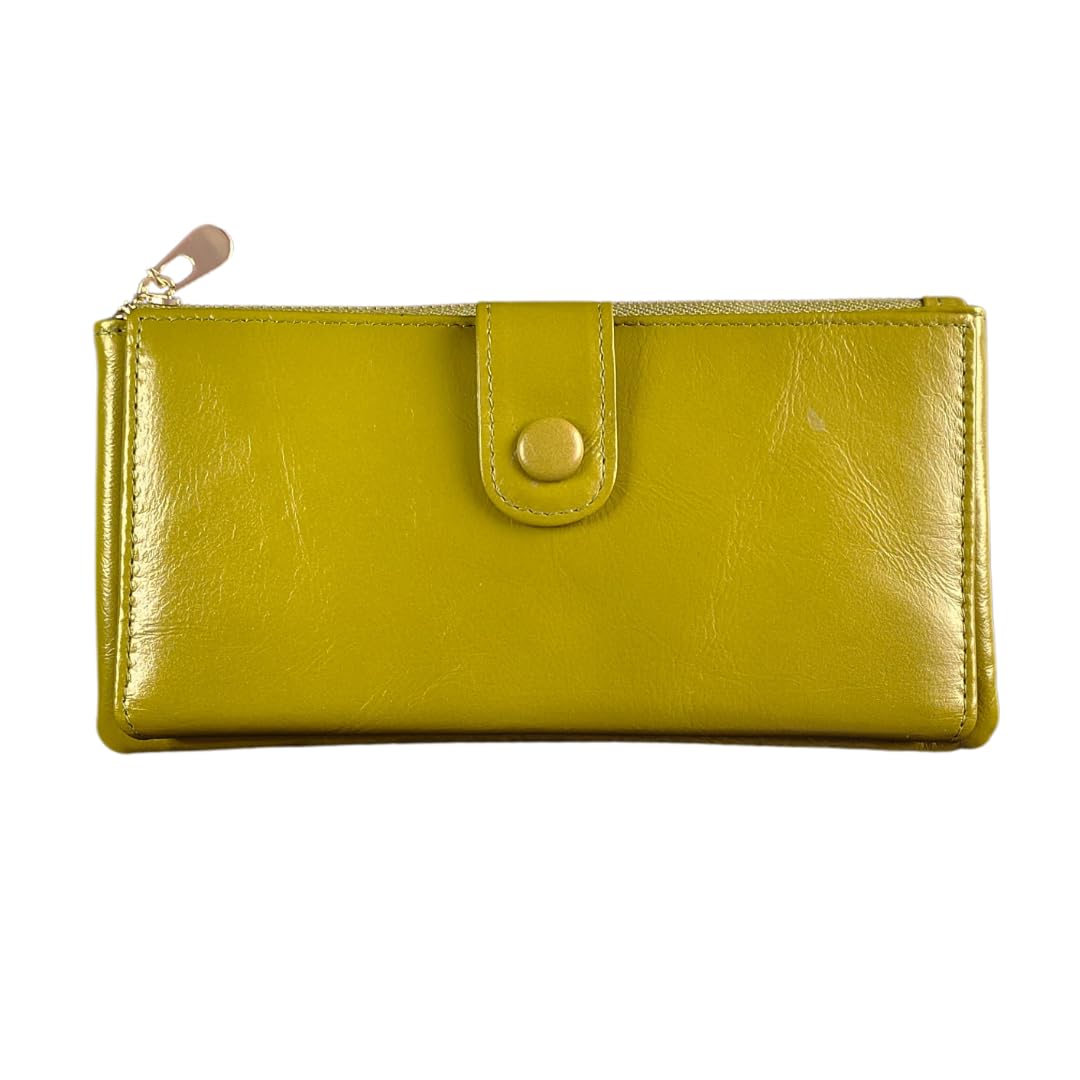 bracevor Genuine Leather Ladies Wallet Clutch Purse for Women – Blue | Card Slots | ID Pockets | Coin Pocket | Cash & Zipper Pockets (Green)-picture-29