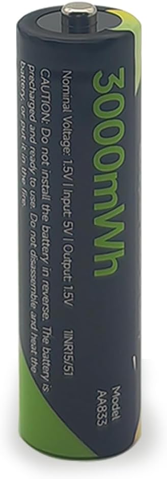 Rechargeable aa Batteries Lithium 8 Pack with Fast Charger,1.5V 3000mWh High Capacity Double A Battery,Constant Output Li-ion Double a Batteries Cycle Times up to 1800x (Charger+8 Pack)