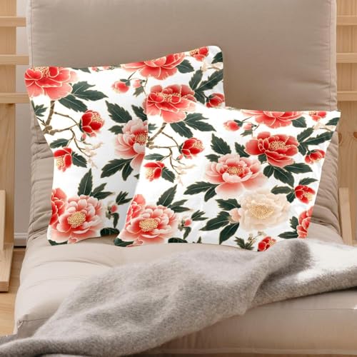 Fundas de cojín de terciopelo 50x50 cm Tradition Blossoming Peony decoración de salón 3