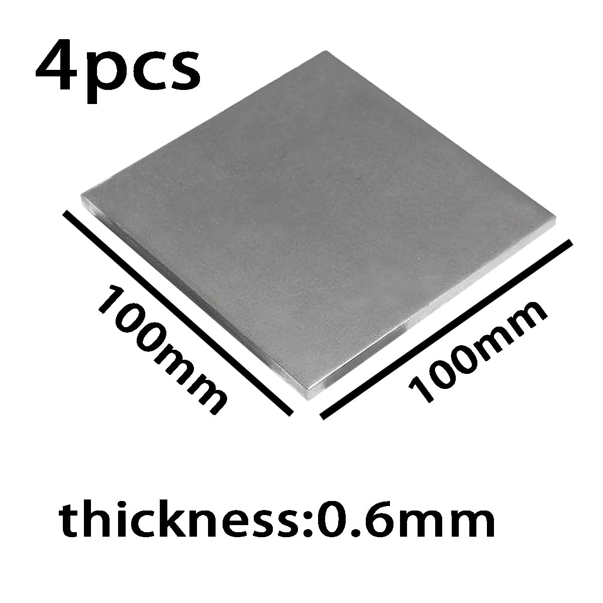 Plaque De Titane Titane Plaque Feuille TA2 Adaptée Au Travail des Métaux 4 pièces,100mmx100mmx0.6mm