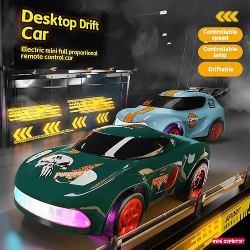 Image of MiniExplorer Punto Mini RC Car 1:64 Scale, 2.4GHz Remote Control Car with Drift & Grip Modes, Dual Speed, LED Lights, 100m Range, Rechargeable RC Drift Car for Kids Boys Girls & Adults