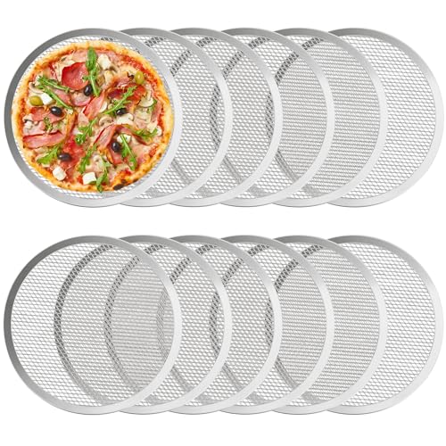 LRui Pizza Screen,12 Inch,12 Pack,Seamless Aluminum Pizza Pan With Holes. by R LRUI - Used condition - US$36.09
