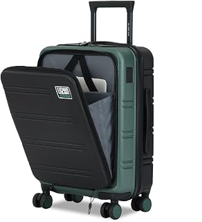 Urban Jungle by Safari Hold-All Premium Small (55cm) Trolley Bag with Laptop Compartment, Polycarbonate Cabin Suitcase with 8 Silent Wheels & TSA Lock,Hardside Travelling Luggage for Men&Women (Green)