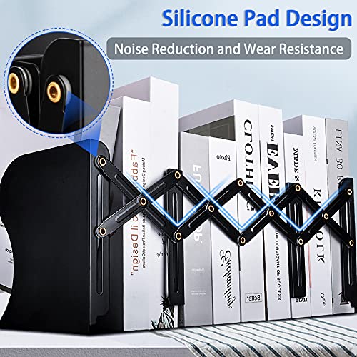 Carooyac Non Skid Book Ends To Hold Books, Carooyac Metal Adjustable Book Ends Decorative Bookends For Home Office thumb #2