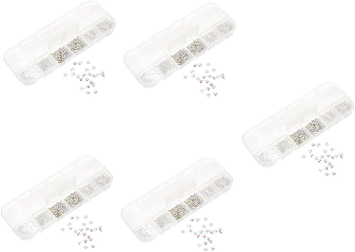 GALPADA Nail Art Diamond Decoration Kit Compartment Box Flatback Rhinestones Ab Nude Ab for Nail Art Easy Application for Home Salon Use