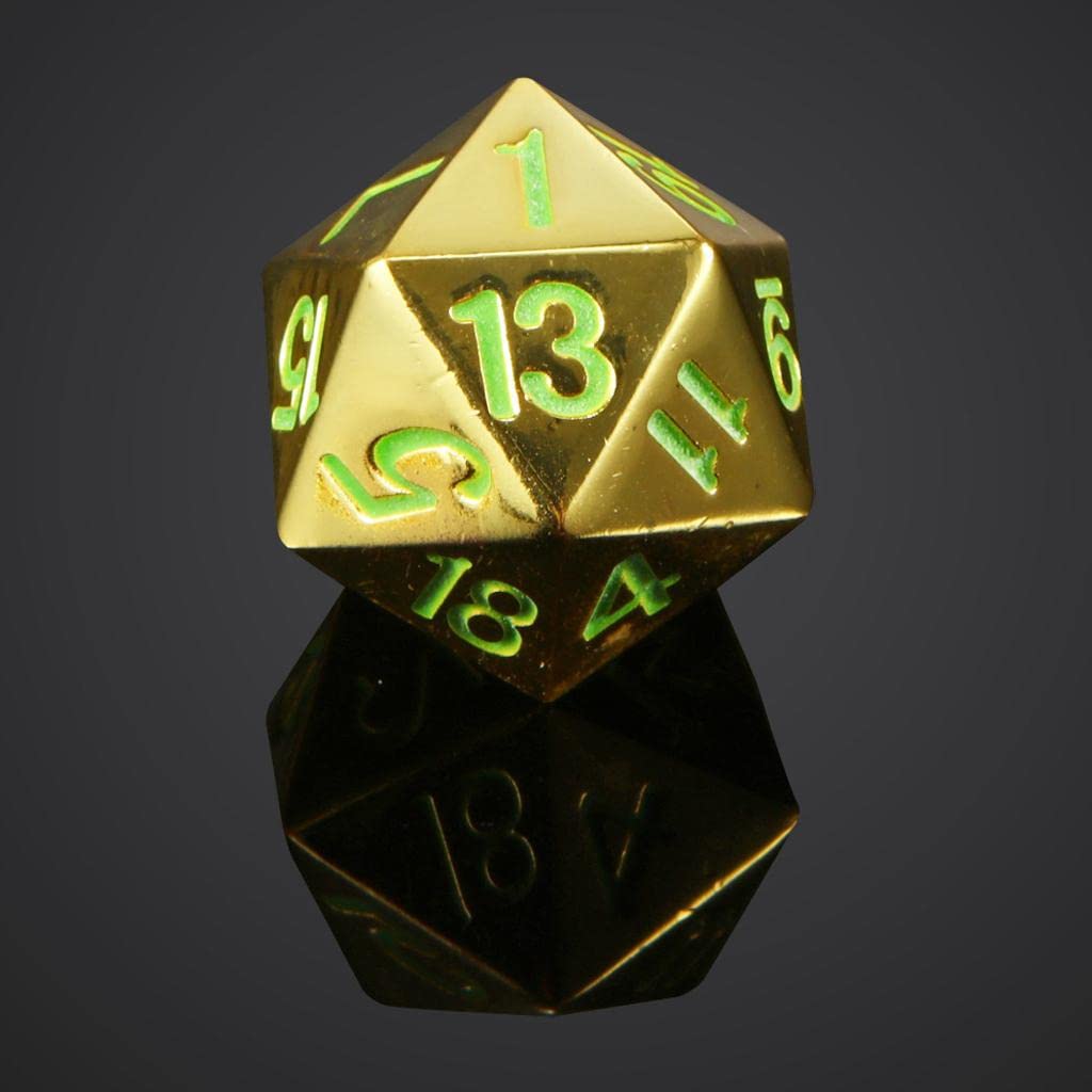 Juego de 5 dados poliédricos de metal sólido D20 para juegos de rol D&D de 20 caras, bronce