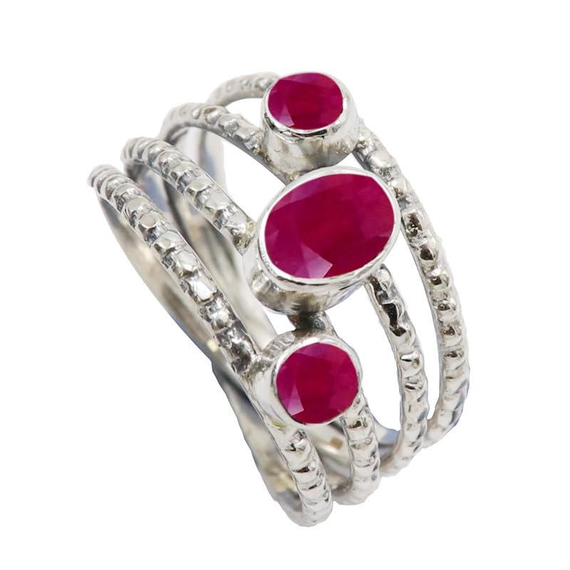 Bague rubis lab grown Ruby Lab CRG1082AM en argent 925 mixte