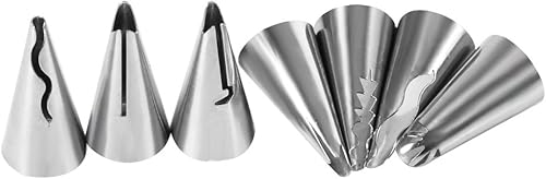 Miniatura 6 de Juego de 7 puntas de decoración de pasteles, puntas de tuberías de acero inoxidable, boquillas de glaseado de glaseado, pastelería, pastelería,