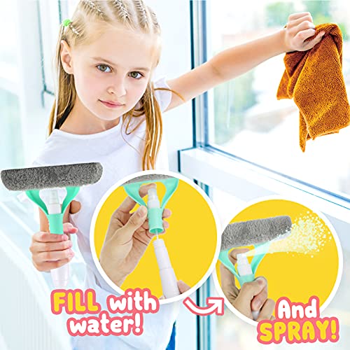 KLT New Upgraded Kids Cleaning Set for Toddlers, Stable Pretend Play Housekeeping Cart, Kids Cleaner Kitchen Toys, Cleaning Supplies Tools for Kids Boy Girl with Kids Broom Mop Dustpan Set