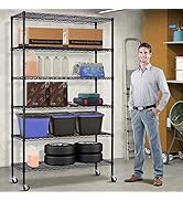 NiamVelo Storage Shelves Heavy Duty 6 Tier Wire Shelving Unit with Wheels Adjustable NSF Metal Wi...