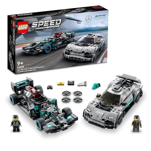 LEGO Speed Champion Mercedes-AMG F1 W12 E Performance y Mercedes-AMG Project One, Set de 2 Coches de Carreras de Juguete para Niños y Niñas de 9 Años o Más 76909