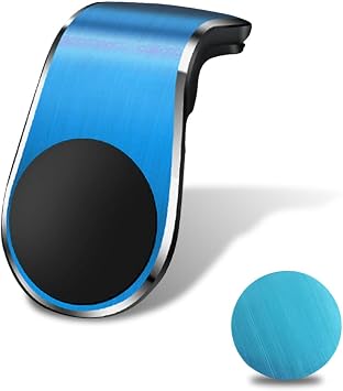 YoRise Magnetic Car Phone Holder, L Type 360 Rotatable Adjustable Car Air Vent Cellphone Mount, No-Hand Clip-On Navigation Bracket, Universal Vehicle Smartphones Stand Accessories Blue