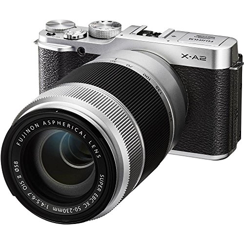 Fujifilm X-A2 Doppio obiettivo XC16-50MM e XC50-230MM e Fotocamera Digitale da 16 Megapixel, Sensore CMOS APS-C, Ottiche Intercambiabili, Argento/Nero