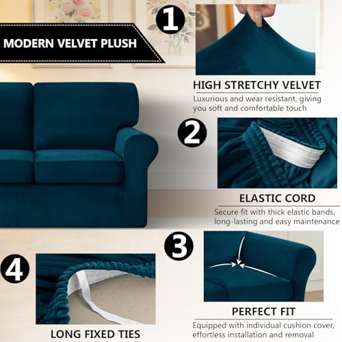 Housse de canapé de remplacement Ektorp extensible avec coussins séparés velours XL - 5