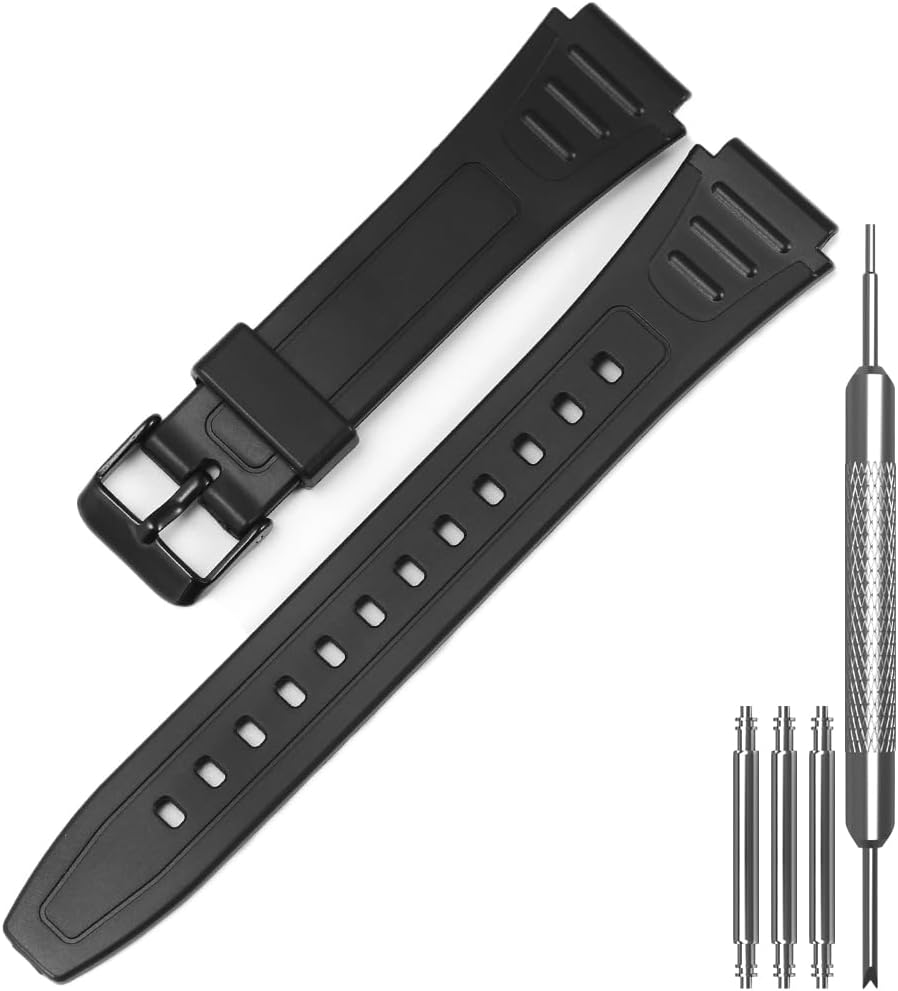 18mm Resin Strap Compatible with Casio W800H W800HG Replacement Watch Band Waterproof & Durable Watch Band