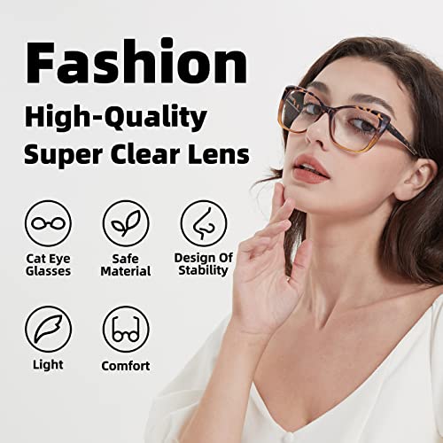 Autojouls 3-Pack Reading Glasses For Women，Oprah Style Frame Spring Hinge Clear Lens Readers Glasses, Black Blackpink Transparent 3.0 X #TOP3