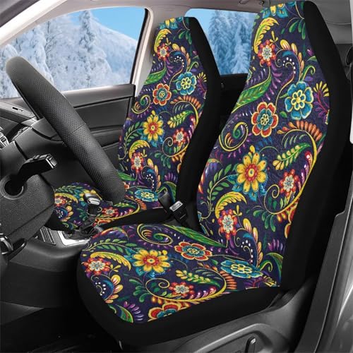 Housse couverture couvre sieges fleurs artistiques universelle pour siege avant de voiture