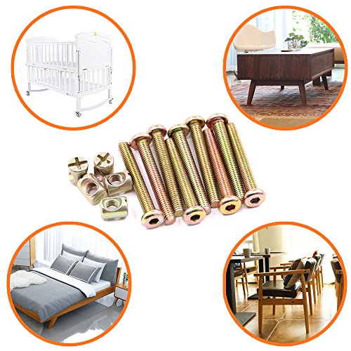 Hilitchi M6 X 35Mm Zinc Plated Hex Drive Socket Cap Furniture Barrel Screws Bolt Nuts Assortment Kit For Furniture Cots Beds Crib And Chairs (Pack Of 15) #TOP2