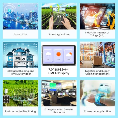 Image of 7 Inch ESP32-P4 Display, 800x480 IPS Touch Screen with ESP32-P4 & ESP32-C6, Up to 400MHz, Support Wi-Fi 6, Bluetooth 5.3 (BLE), AI Speech Interaction, Compatible with Arduino, ESP-IDF, LVGL