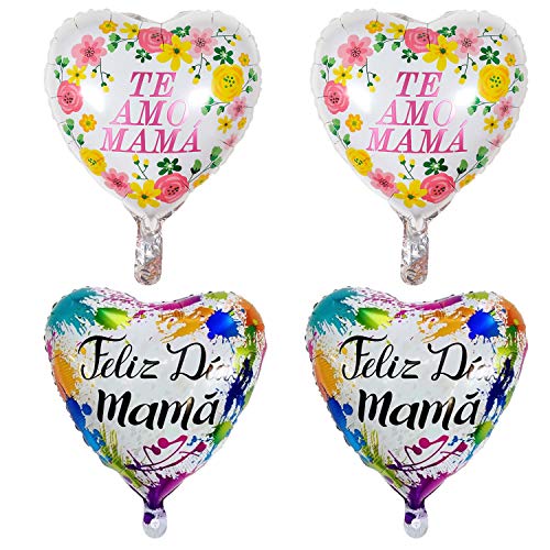 10 Pieces Mother Day Balloons, Mother Day Decorations Happy Mother's Day Floral Heart Foil Balloons TE AMO MaMá Feliz Dia mamá for Mothers Day Party, Birthday Party Decorations Supplies