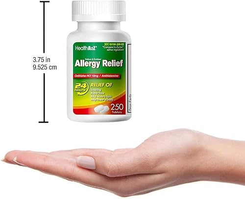 Miniatura 7 de HealthA2Z® Alivio de la alergia Cetirizina 10 mg Alivio de alergias durante todo el día Interior y exterior Alivio de picazón de garganta