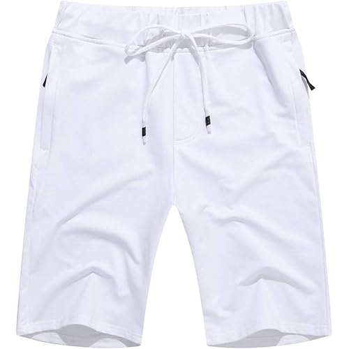Boisouey Mens Shorts Casual Drawstring Zipper Pockets Elastic Waist