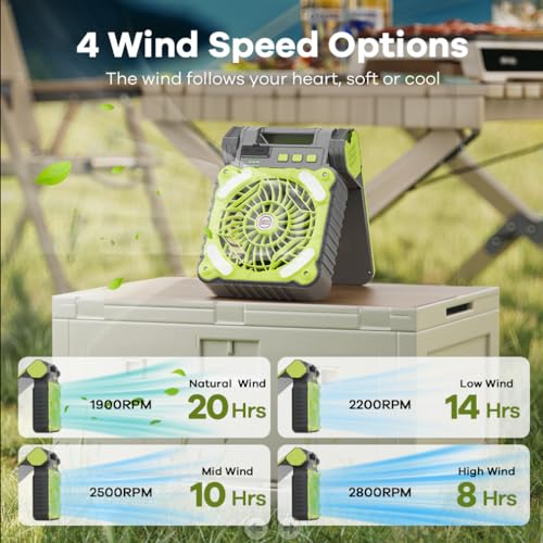 Portable-Solar-Fan-10400mAh-Rechargeable-Solar-Powered-Camping-Fan-4-Speed3-Timers-and-Quiet-Battery-Operated-Fan-with-LED-Lantern-for-Picnic-Hurricane-Fishing-Travel-Worksite