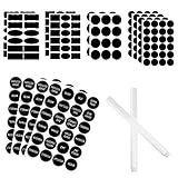 276 Stück Gewürze Etiketten Aufkleber, Gewürzetiketten selbstklebend, Aufkleber zum beschriften, Tafeletiketten Selbstklebend, Schwarze Beschriftungsetiketten selbstklebend mit 2 Stift (4cm Ø rund)