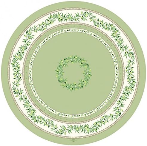 TOSELLI - RAMATUELLE Green Round Coated Tablecloth - TOS2698 - 71" Round