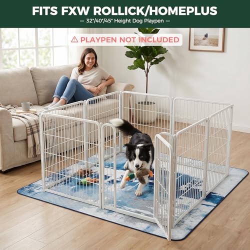 Image of FXW Washable Pee Pads for Dogs, Puppy Pads with Super Absorbent, Specifically Designed for FXW Rollick /Homeplus 32 /40 /45inch 8 Panels Dog Playpen, 71 inch Square, Tie-Dye Blue, 1 Pack