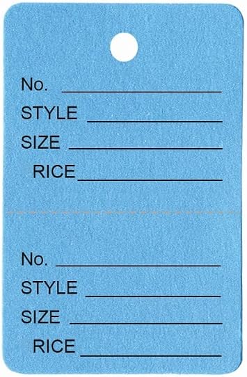 CuteBox Company Large Light Blue 500pc 1 3/4" x 2 7/8 Unstrung Clothing Price/Repair Tags with Easy-Tear Stub for Clothes, Jewelry, Retail, Merchandise, Display , Style, Size