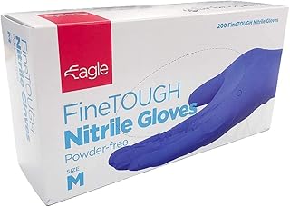 Eagle Protect FineTough Strong Lightweight Superior Tactile Eco Friendly FDA Compliant Food Handling Powder Free Textured Fingertip Indigo Color Disposable 2.6 mil Nitrile Gloves box of 200 (Medium)