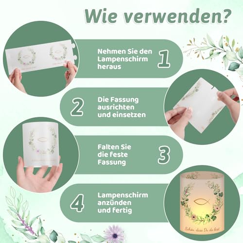 Comkrivy 40 Servietten und 10 Windlicht Tischdeko, 'Schön, dass du da bist', Tischdeko für Teelichter oder Kerzen, Geburtstag Deko für Mädchen, Junge Taufe, Kommunion, Konfirmation Festliche Anlässe