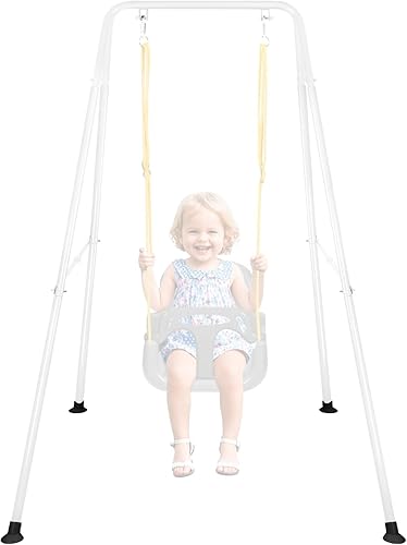 Miniatura 9 de Soporte de columpio plegable para niños, marco de columpio de metal resistente para interiores y exteriores, adecuado para la mayoría de columpios