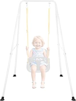 Foldable Swing Stand for Kids, Heavy-Duty Metal Swing Frame for Indoor/Outdoor, Suitable for Most Baby Toddler Swings, Easy to Assemble & Store, Swings not Included White