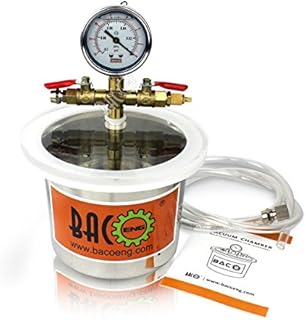 BACOENG 2 Quart Stainless Steel Vacuum Chamber Silicone Kit for Degassing Resins, Silicone and Epoxies