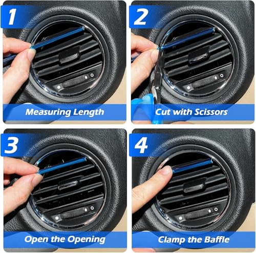 Image of Car Auto Air Conditioner Vent Outlet Trim Strip, DIY Decoration Chrome PVC Car Interior Moulding Trim Strip Line for All Straight Air Vent Outlet(20 Pieces Blue).
