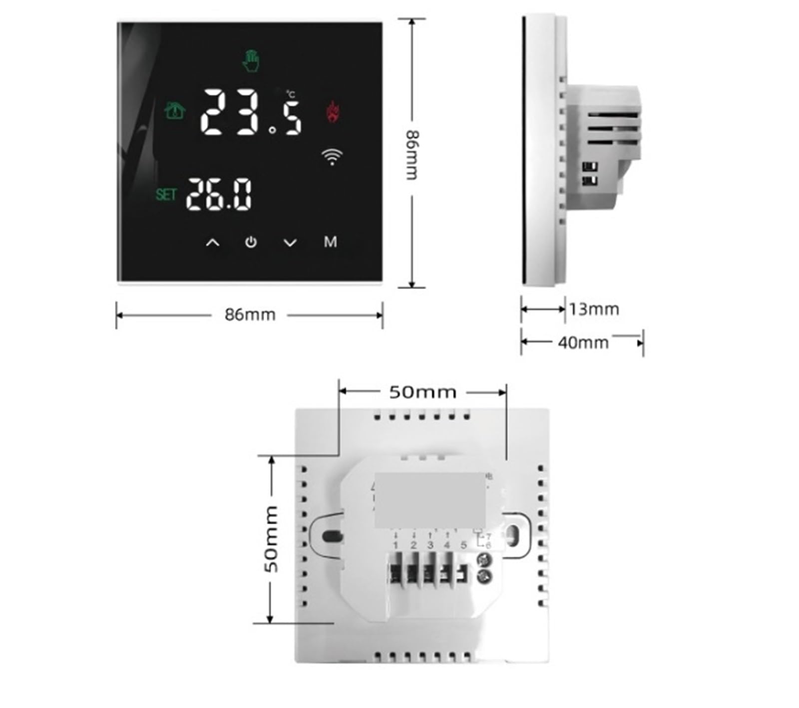 Termostato caldaia, Termometro Da Interno Igrometro Digitale Termostato Intelligente WiFi Riscaldamento Elettrico Temperatura 'acqua Caldaia A Gas Con Display LCD,per sistemi di riscaldamento(GC)