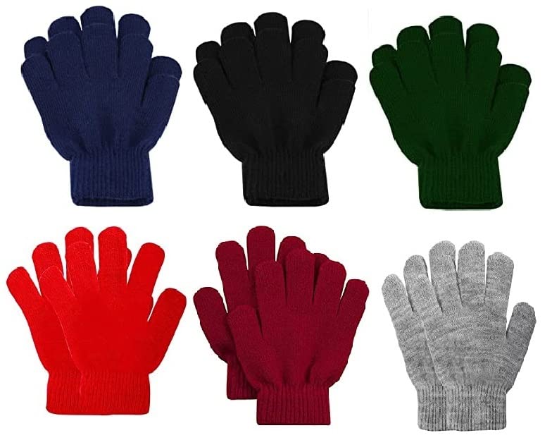 KETKAR Boys|Girls Kids School Winter Gloves Pure Woolen Gloves_Pack Of 06(Multicolour,3-4 Years)