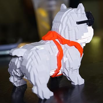 Pitbull Cool Gray Dog Micro Building Blocks Mini Brick Building Set Dog Mini Dog Building Blocks for Adults & Boys & Girls Dogs - 998 Pieces