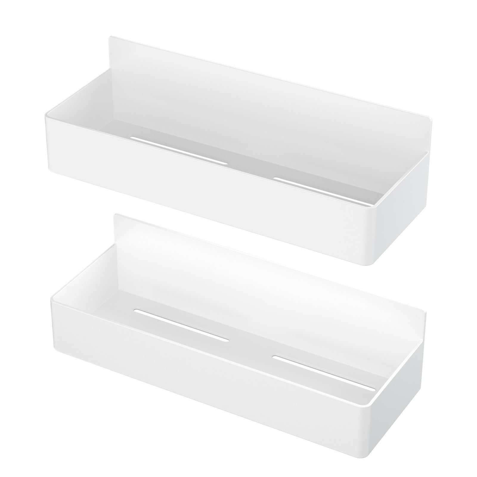 JTKSSCS Magnetic Shelf Strong Magnetic Shelves 2 Layers Black White Storage Rack Kitchen Plastic Spice Seasoning Organizer For Refrigerator Microwaves(2PCS White)