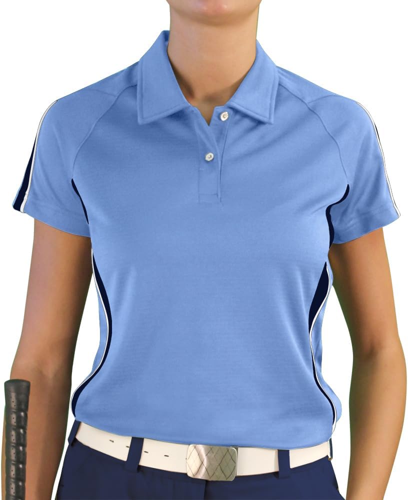 Ladies Eagle Golf Shirt - Light Blue/Navy