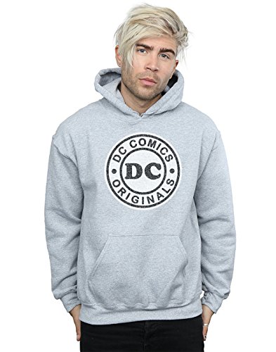 DC Comics Men's DC Originals Crackle Logo Hoodie Large Sport Grey