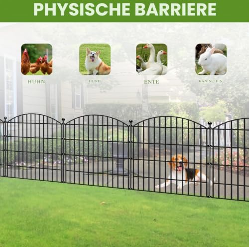 IMSGVIFO Steckzaun Metall,Teichzaun 80cm Hoch,10x Oberbogen Rund Dekorativer Gartenzaun,Gitterzaun Set Beetzaun Zaunelemente Steckzaun für Hunde Teichumrandung Hühnerzaun Schafzaun,Anthrazit