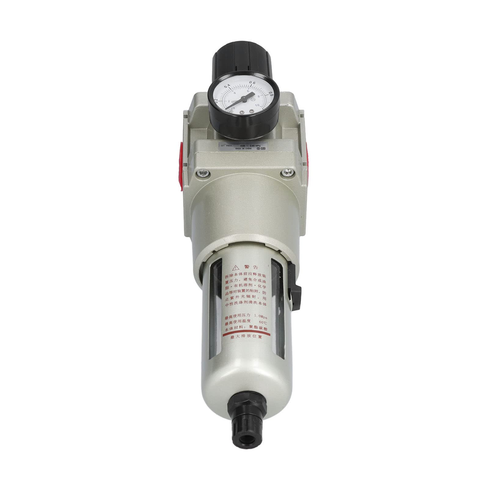 SIXRUN Separador de Aceite de Agua Regulador de Filtro de Aire de Drenaje Automático, Regulador de Filtro de Aire Comprimido de Aleación de Aluminio con Manómetro de Latón, de 40 Micrones para (G1/2)