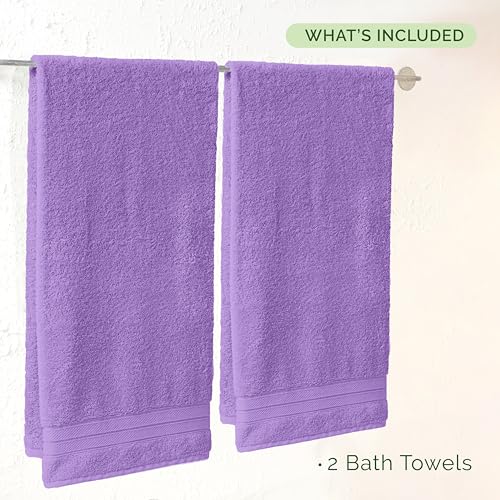 Image of Elegant Comfort Three Line Popcorn Towel Set for Bathroom 27 x 54 inches, Premium Hotel Quality 2-Pack Bath Towels, 100% Turkish Cotton, Soft and Durable, Quick Dry and Highly Absorbent, Lavender
