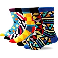 5 Pairs -Ad Geometric Style - Polka Dot Triangle V-shape Argyle Plaid Pattern Socks