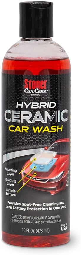 Stoner Car Care 91213-6PK Hybrid Ceramic Car Wash Soap – SiO₂ Technology for a Silky Smooth Shine, Dual Layer Protectant for Cars, Motorcycles, and Trucks, Cherry Scent – 16 fl oz (Pack of 6)