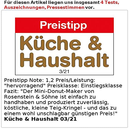Rosenstein & Söhne Mini Donut Maschine: Mini-Donut-Maker, antihaftbeschichtet, 1.000 Watt (Maschine für Zuhause, Backautomat, Automat)