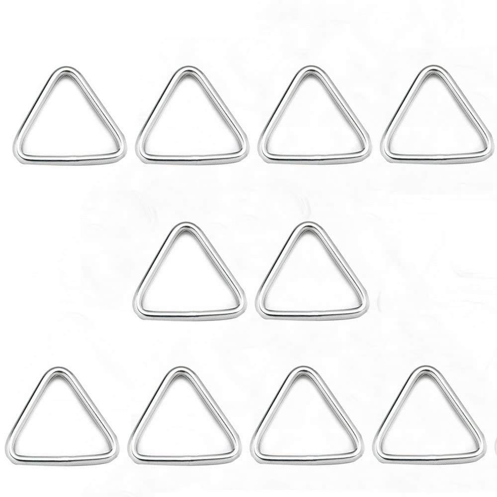 JY-MARINE Stainless Steel 316 Triangle Ring Buckle Welded V-shaped Ring 1/8" x 1 3/8" (3mm x 35mm) Marine Grade,10 Pcs